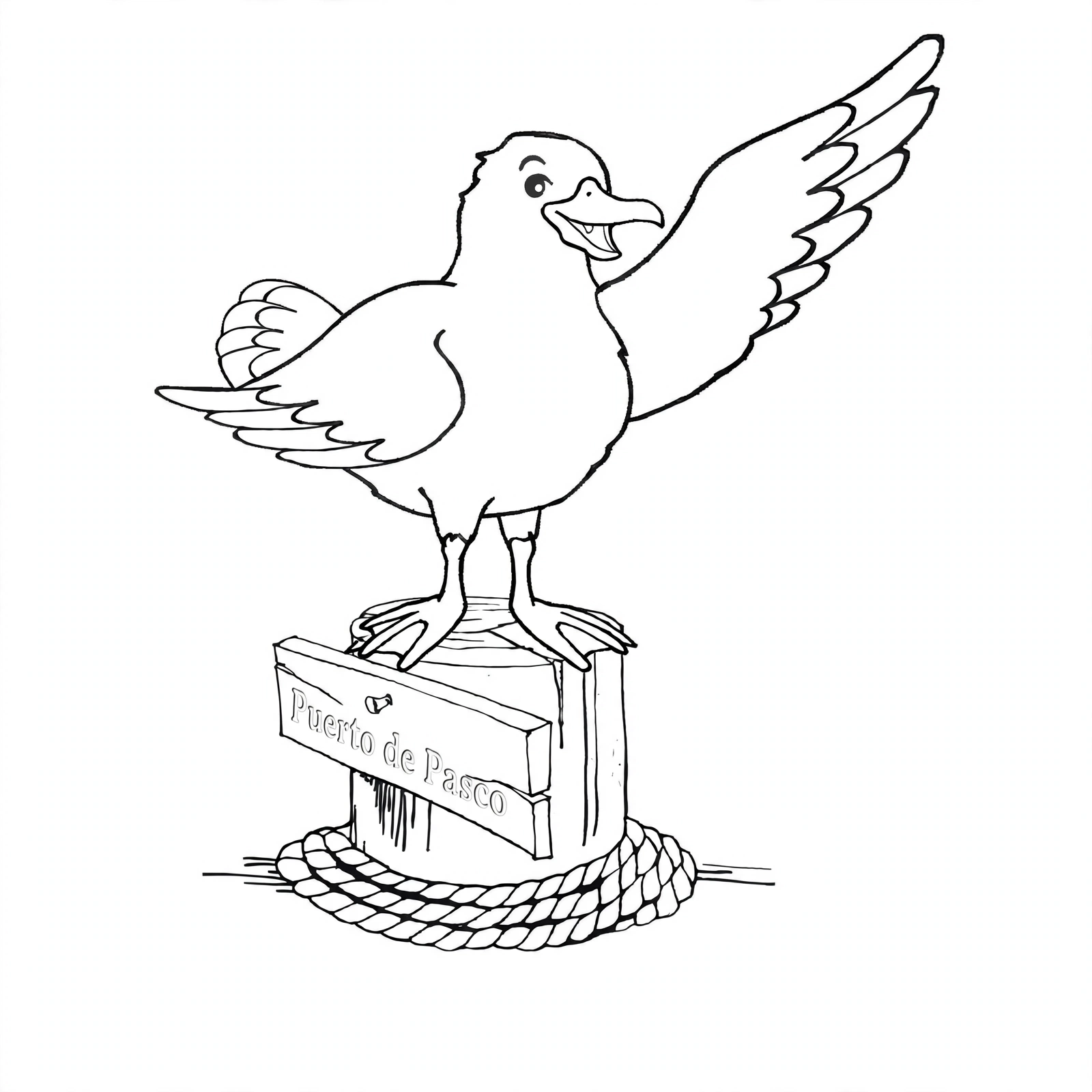 Ali, la gaviota del río Columbia, en contorno para colorear