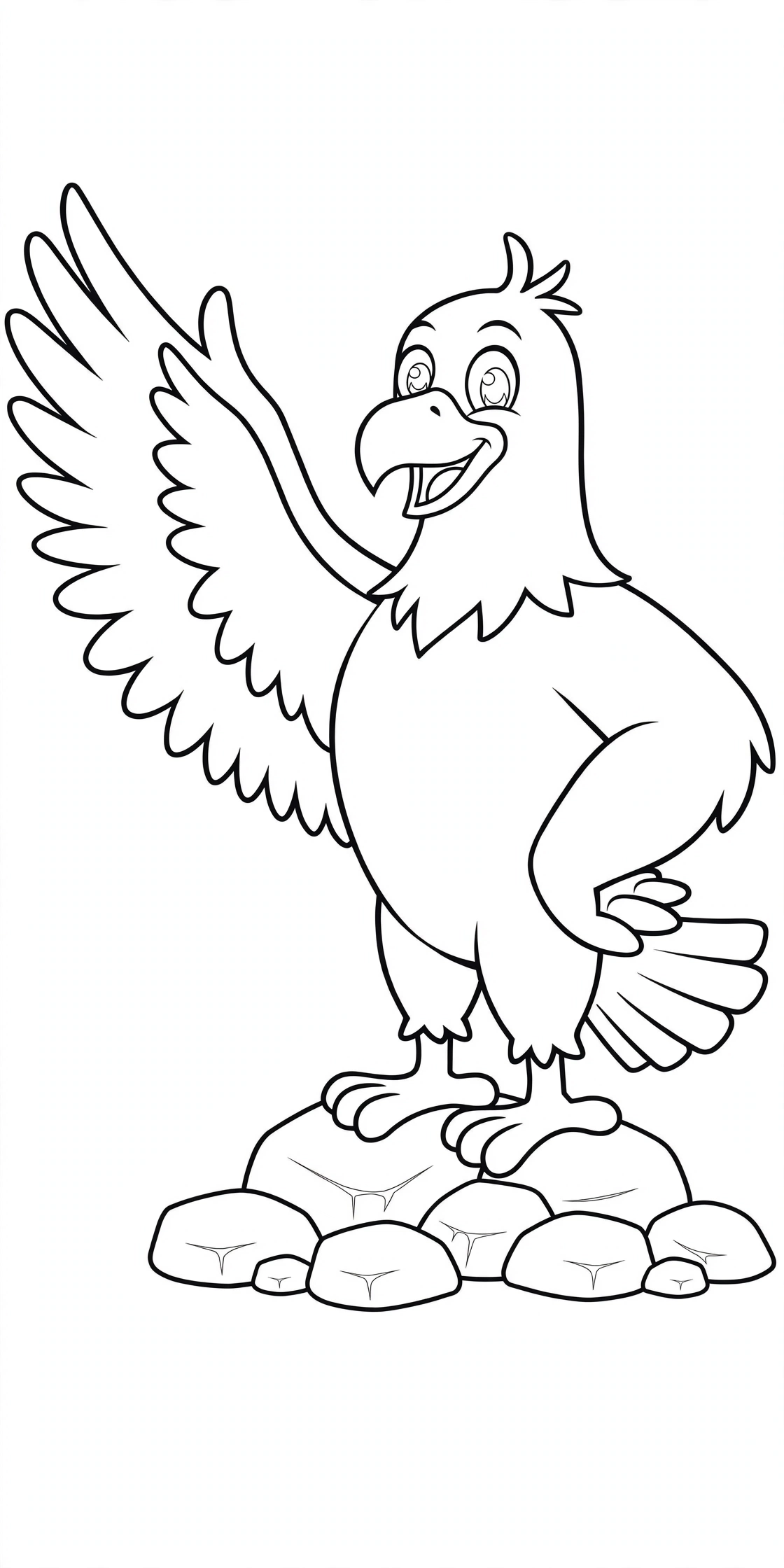 Joe, el águila, en contorno para colorear