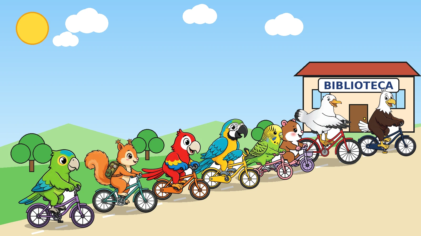 Los amigos exploradores de La Esquina del Saber llegan en bicicleta a la biblioteca
